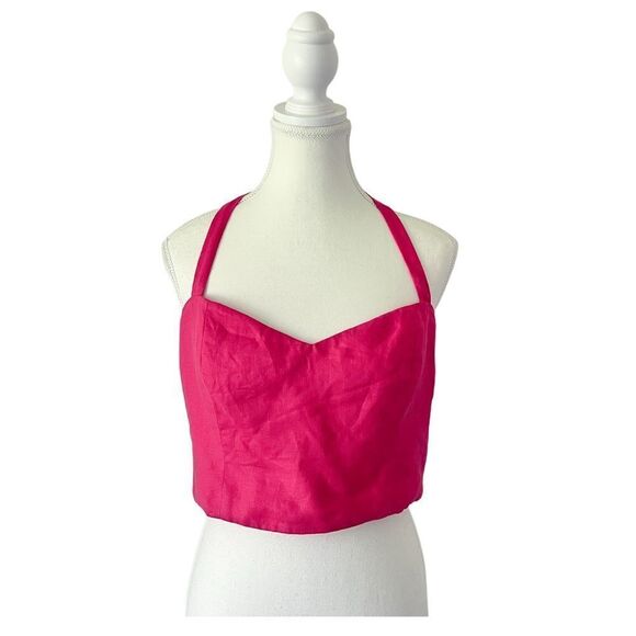 Reformation Orzo Pink Linen Crop Top in Pink Size 10 - Picture 2 of 7